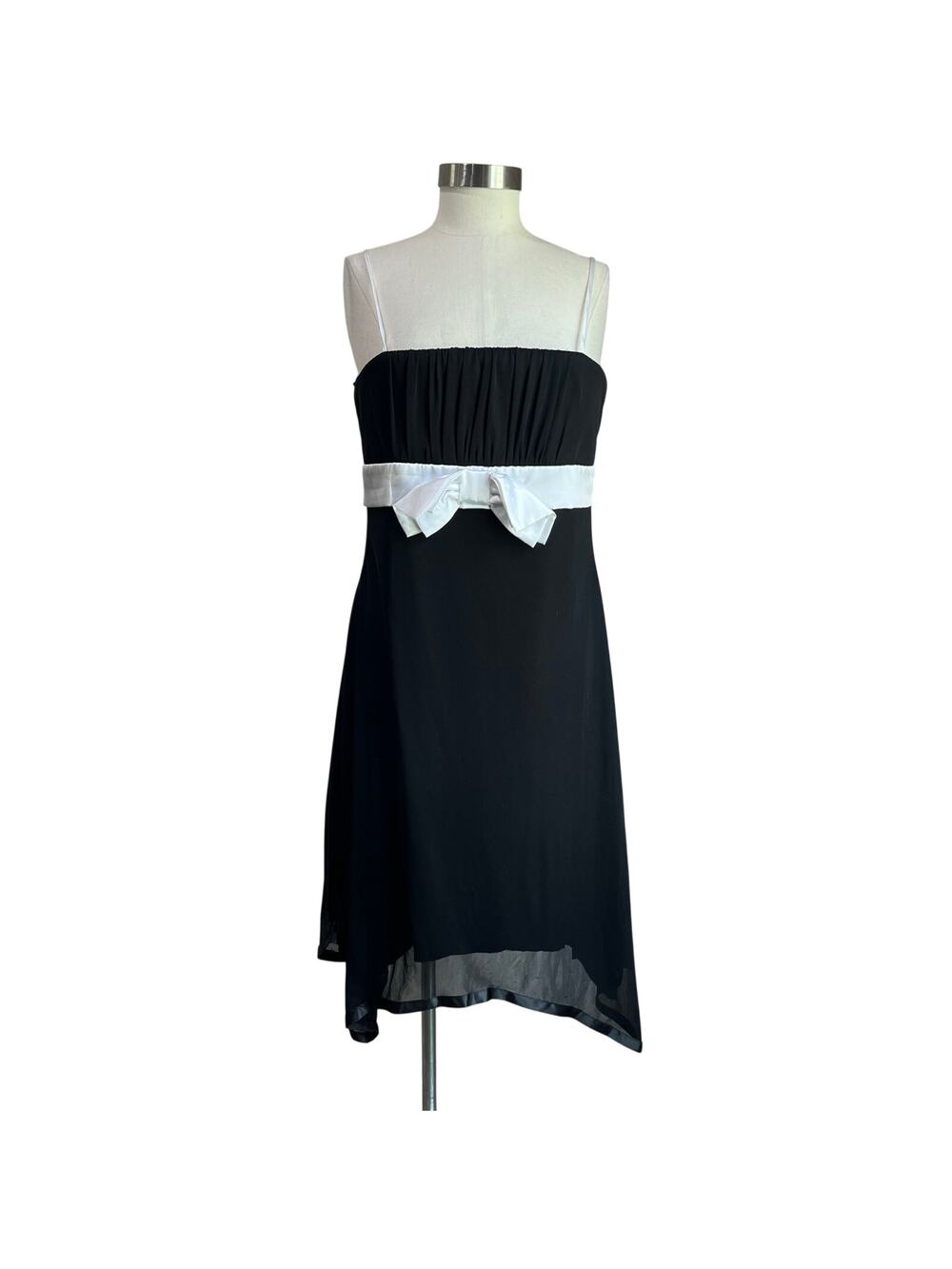 Star Vixen Y2K Black Dress White Bow Asymmetrical Hem 1X Party Club Chic